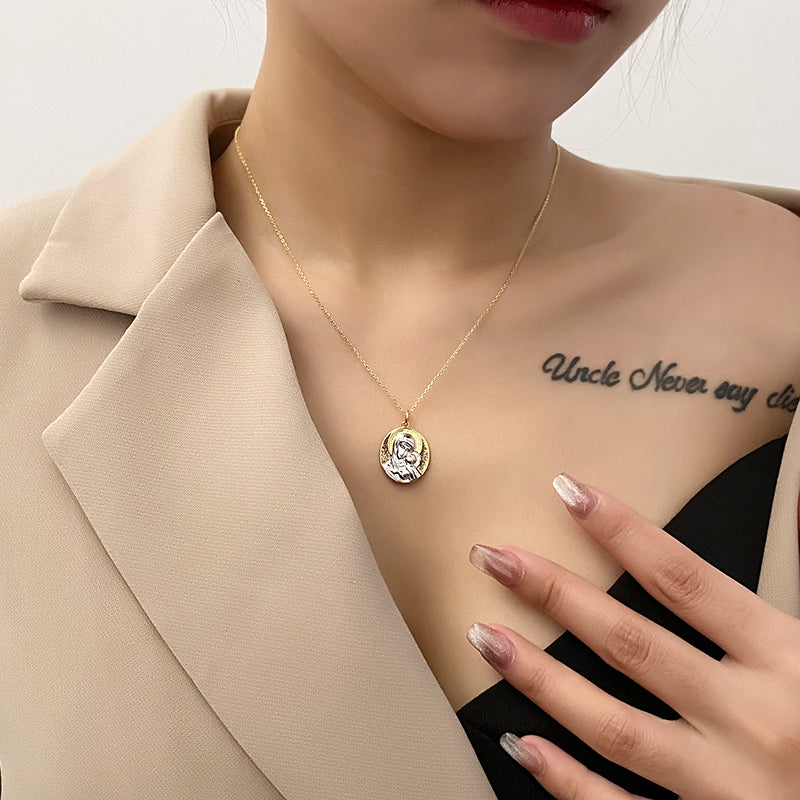 Gold-Silver Holy Mary Necklace