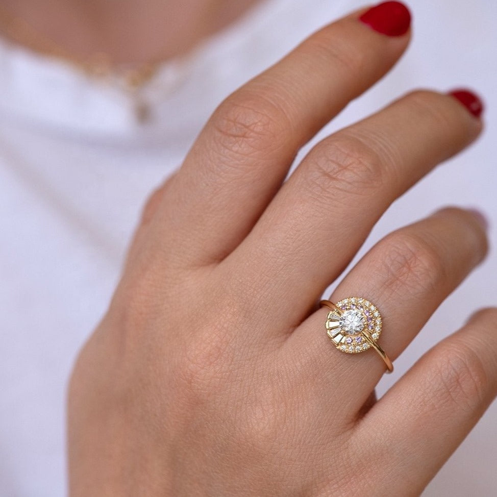 Art Deco Cluster Stone Ring
