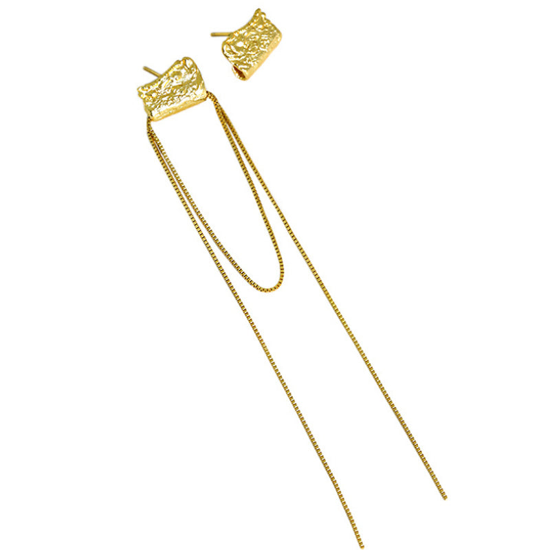 Hammered Metal Asymmetrical Earrings