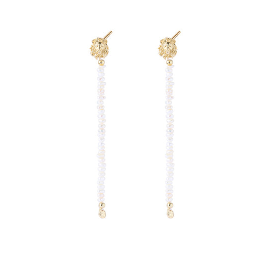 Lion Head Pearl Drop Earrings