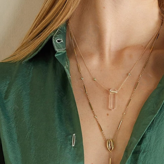 Double Point Quartz Charm Necklace