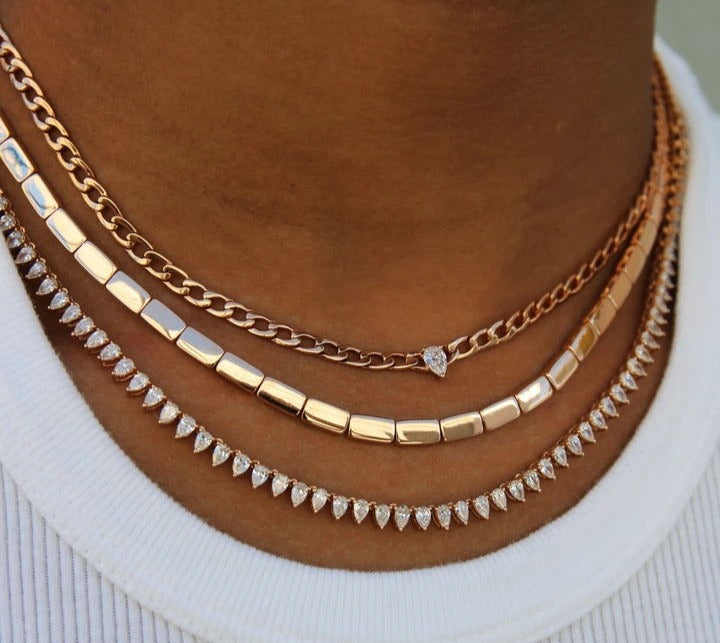 Delicate Curb Chain Choker with Stone Accent