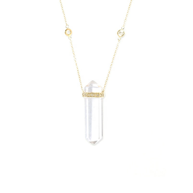 Double Point Quartz Charm Necklace