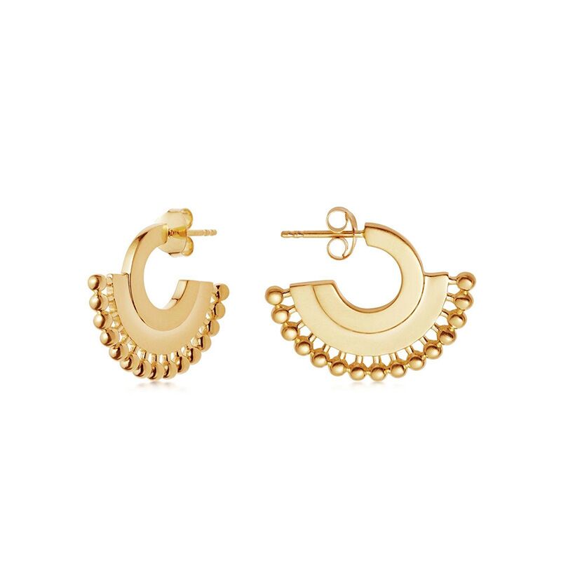 Fan Shaped Beaded Demi Hoops