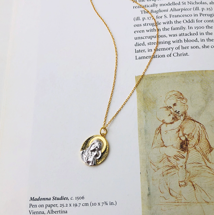 Gold-Silver Holy Mary Necklace