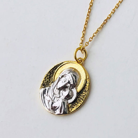 Gold-Silver Holy Mary Necklace