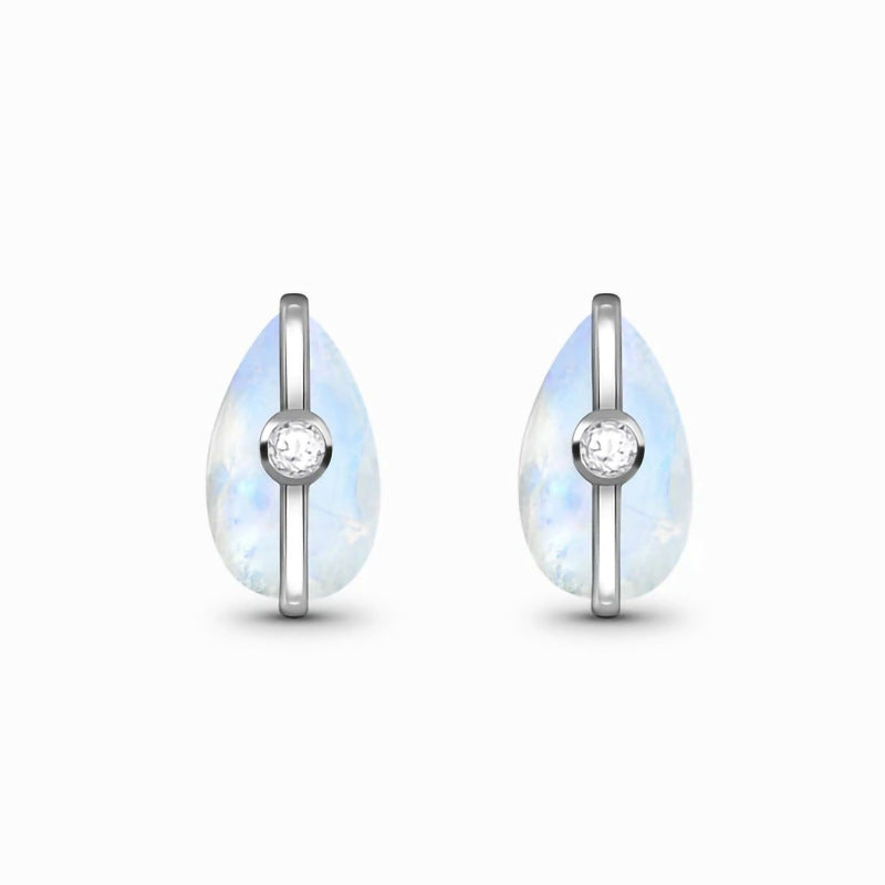 Moonstone Teardrop Stud Earrings