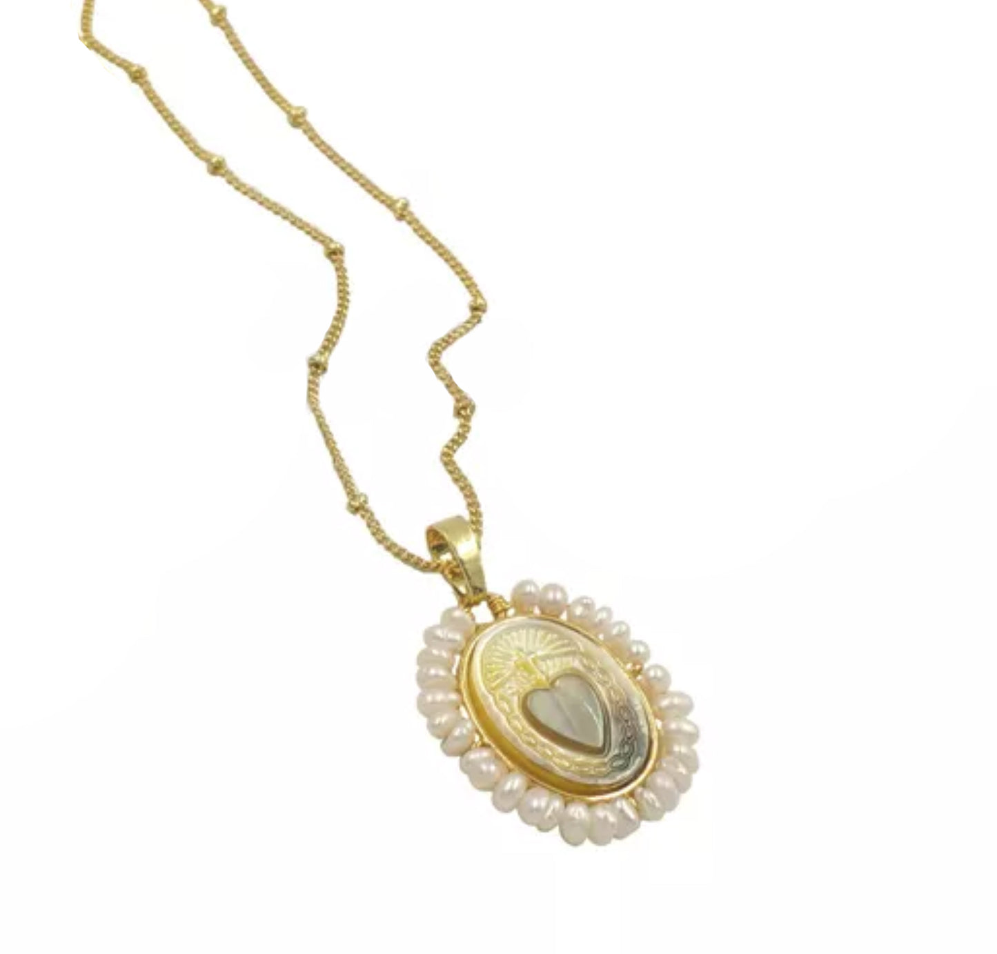 Pearled MOP Cameo Necklace